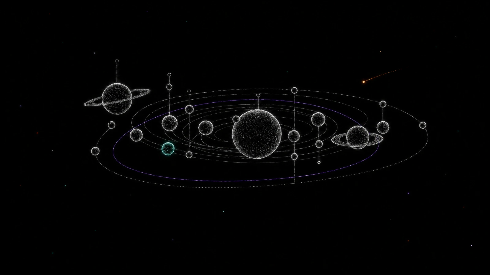 An orbital system of markets, each planet a market in the Flayer ecosystem.